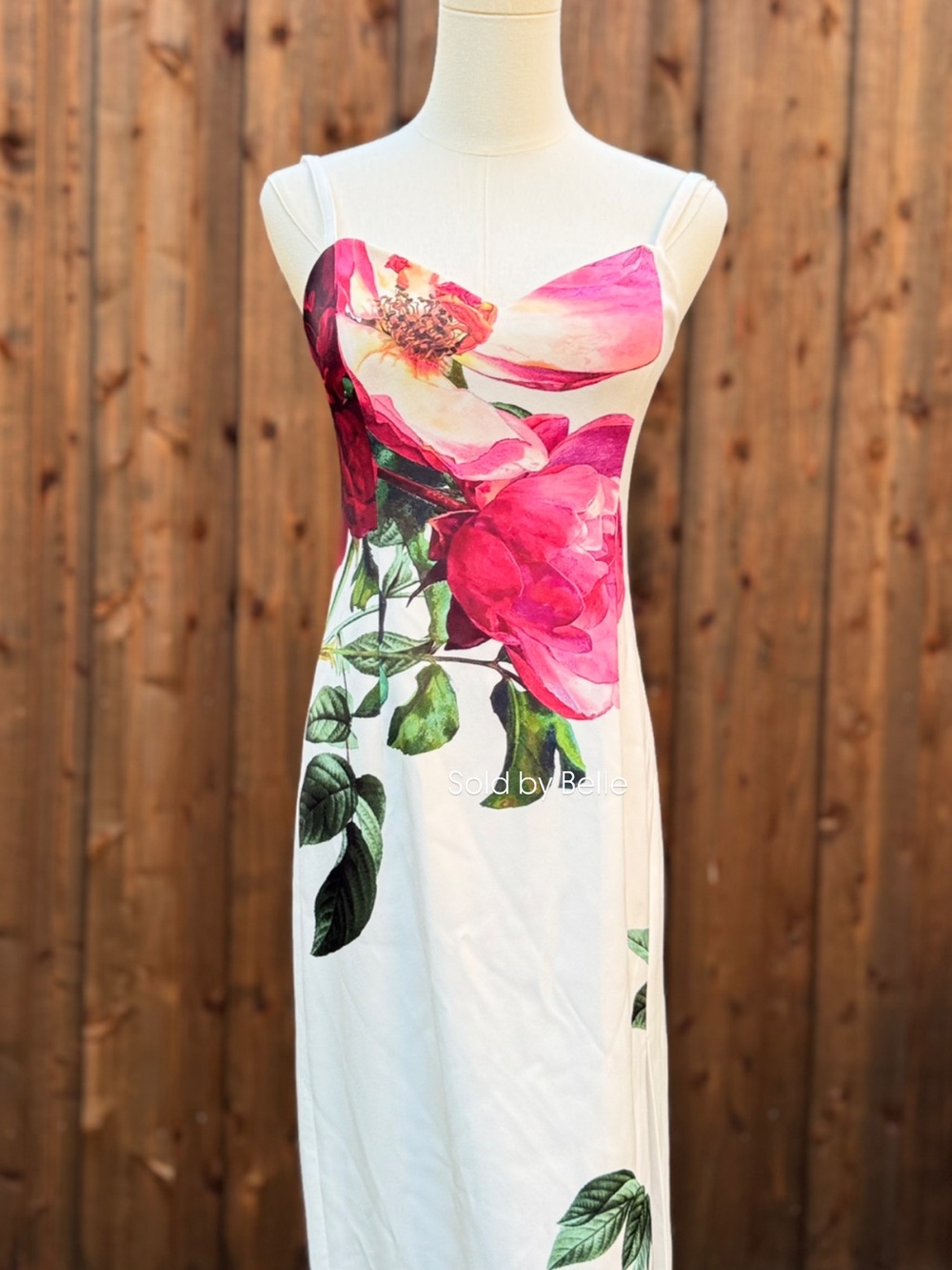 NWT Alice + Olivia Nina Spaghetti Strap Dress Empress Bloom Off White Size 4